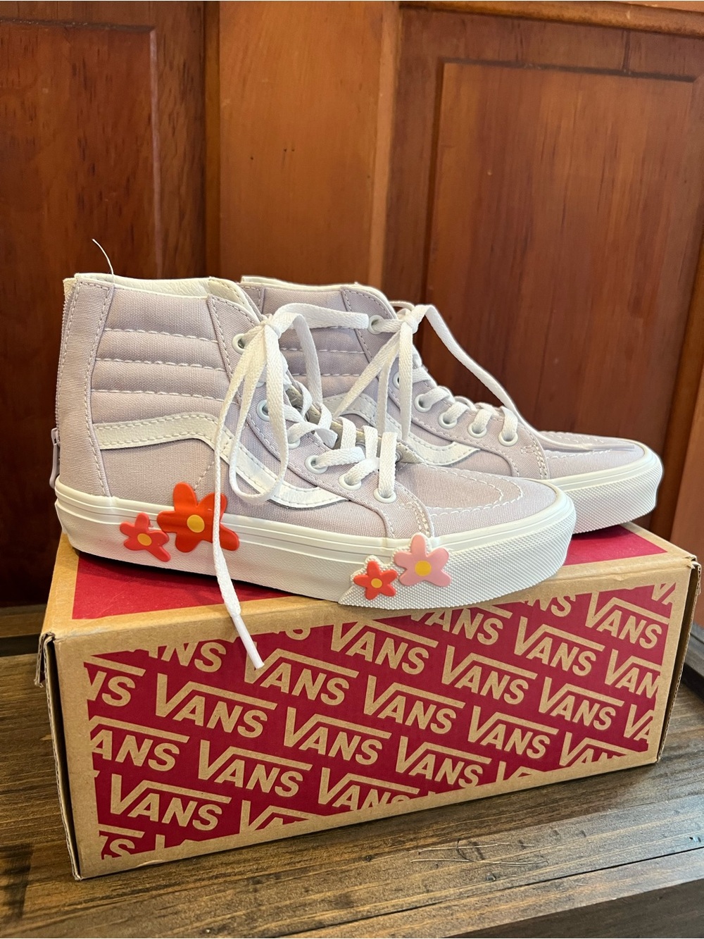 Kids high top floral sk8 vans brand new